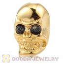 8×14mm 18K Gold plated Sterling Silver Skull Head Bead with Black Crystal stone