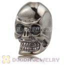 8×14mm Gun black plated Sterling Silver Skull Head Bead with Black Crystal stone