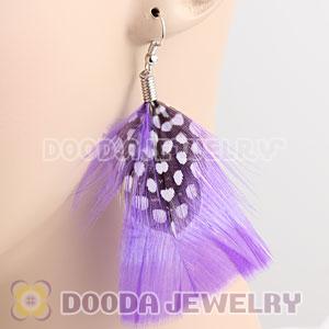 Purple And Grizzly Flakes Feather Earrings With Alloy Fishhook Wholesale