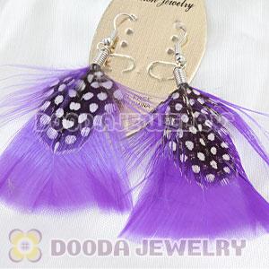 Purple And Grizzly Flakes Feather Earrings With Alloy Fishhook Wholesale