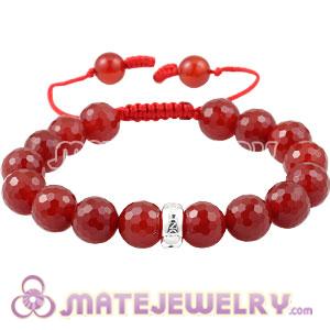 Faceted Red Agate and Sterling Silver Beads Tscharm Jewelry Sambarla Bracelet 