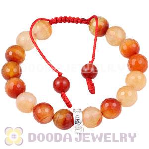 Handmade Style Tscharm Charm Bracelet Faceted Agate and Sterling Silver Beads