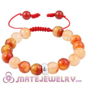 Faceted Red Agate and Sterling Silver Beads Tscharm Jewelry Sambarla Bracelet 