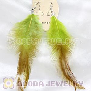 Fashion Long Lemon Rooster Feather Earrings With Alloy Fishhook Wholesale