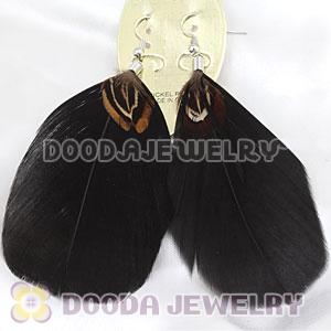 Fashion BOHO Black Feather Earrings With Alloy Fishhook Wholesale