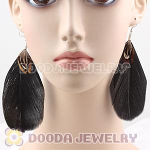 Fashion BOHO Black Feather Earrings With Alloy Fishhook Wholesale