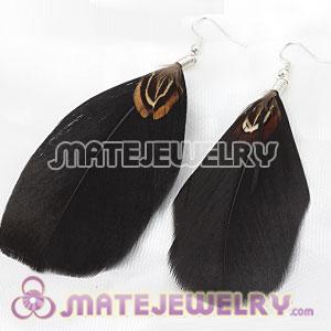 Fashion Bohemian Black Feather Earrings With Alloy Fishhook 