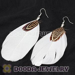 Fashion BOHO White Feather Earrings With Alloy Fishhook Wholesale
