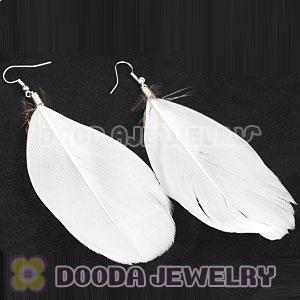 Fashion BOHO White Feather Earrings With Alloy Fishhook Wholesale