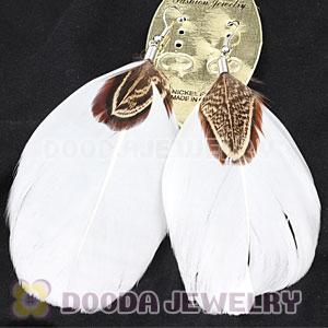 Fashion BOHO White Feather Earrings With Alloy Fishhook Wholesale