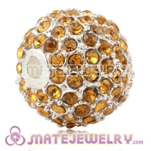 12mm Handmade Alloy Beads With Yellow Crystal