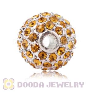 10mm Handmade Alloy Beads With Yellow Crystal Wholesale