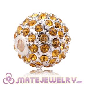 10mm Handmade Alloy Beads With Yellow Crystal