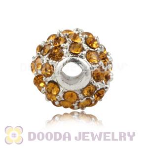 8mm Handmade Alloy Beads With Yellow Crystal Wholesale