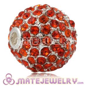 12mm Handmade Alloy Beads With Red Crystal