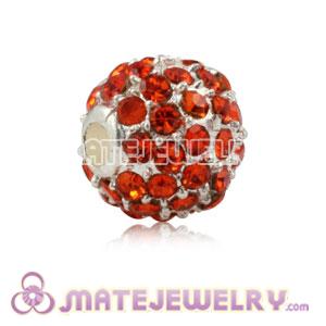 8mm Handmade Alloy Beads With Red Crystal