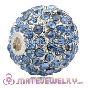 12mm Handmade Alloy Beads With Blue Crystal