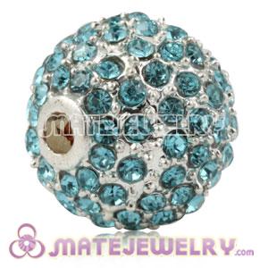 12mm Handmade Alloy Beads With Cyan Crystal