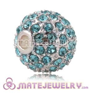 10mm Handmade Alloy Beads With Cyan Crystal