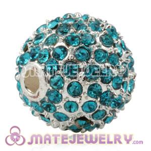 12mm Handmade Alloy Beads With Teal Crystal