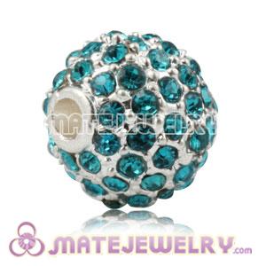 10mm Handmade Alloy Beads With Teal Crystal