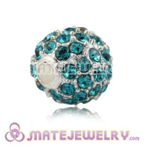 8mm Handmade Alloy Beads With Teal Crystal