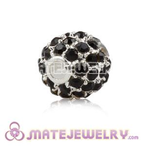 8mm Handmade Alloy Beads With Black Crystal