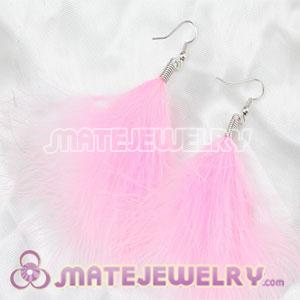 Fashion Cheap Pink Fluffy Feather Earrings 