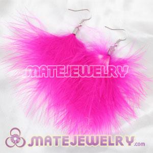 Fashion Cheap Magenta Fluffy Feather Earrings 