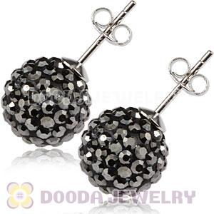 10mm Sterling Silver Grey Czech Crystal Ball Stud Earrings Wholesale