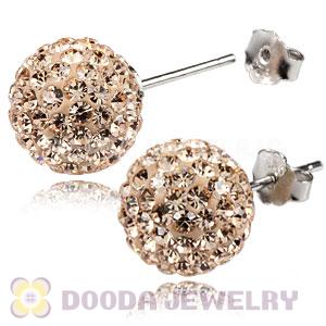 10mm Sterling Silver Pink Czech Crystal Ball Stud Earrings Wholesale