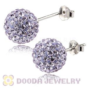10mm Sterling Silver Lavender Czech Crystal Stud Earrings Wholesale