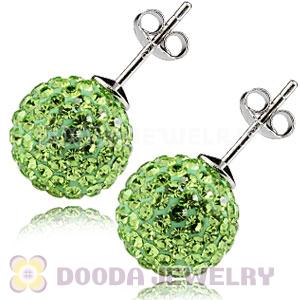 10mm Sterling Silver Green Czech Crystal Stud Earrings Wholesale