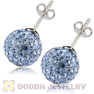 10mm Sterling Silver Blue Czech Crystal Stud Earrings Wholesale