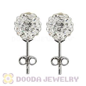 8mm Sterling Silver White Czech Crystal Ball Stud Earrings Wholesale