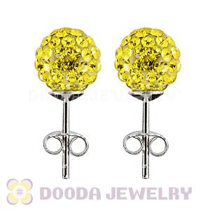 8mm Sterling Silver Yellow Czech Crystal Ball Stud Earrings Wholesale