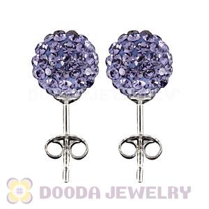 8mm Sterling Silver Purple Czech Crystal Ball Stud Earrings Wholesale
