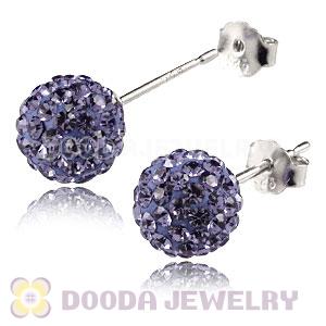 8mm Sterling Silver Purple Czech Crystal Ball Stud Earrings Wholesale