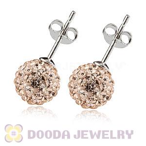 8mm Sterling Silver Pink Czech Crystal Ball Stud Earrings Wholesale