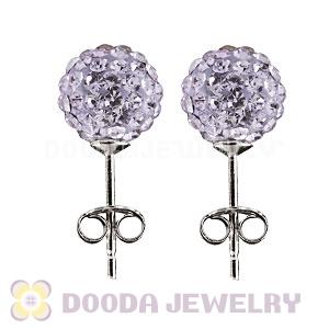 8mm Sterling Silver Lavender Czech Crystal Ball Stud Earrings Wholesale