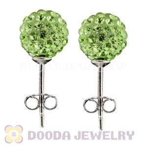 8mm Sterling Silver Green Czech Crystal Ball Stud Earrings Wholesale