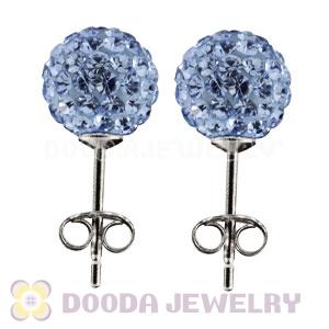 8mm Sterling Silver Blue Czech Crystal Ball Stud Earrings Wholesale