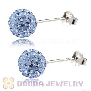8mm Sterling Silver Blue Czech Crystal Ball Stud Earrings Wholesale