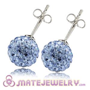 8mm Sterling Silver Blue Czech Crystal Stud Earrings 