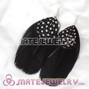 Fashion Boho Black Feather Earrings WithDecorated Dot
