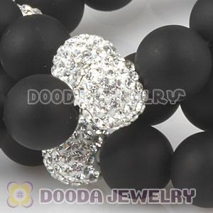 Long White Czech Crystal Onyx Black Agate Unisex Necklace Wholesale