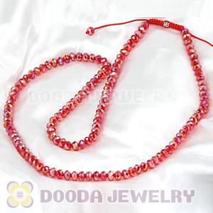 Cheap Long Red Faceted Crystal Glass Beads Unisex Necklace Wholesale