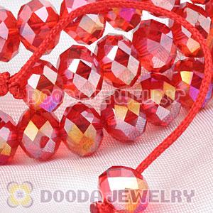 Cheap Long Red Faceted Crystal Glass Beads Unisex Necklace Wholesale