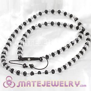 Fashion Long White-Black Faceted Crystal Glass Beads Unisex Necklace 