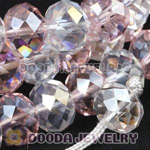 Cheap Long White-Pink Faceted Crystal Glass Beads Unisex Necklace Wholesale